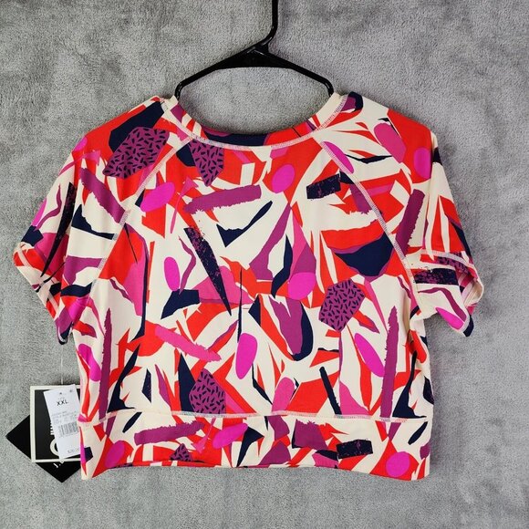 Womens J. Dow Fitness Multicolor Active Crop Top Shirt Short Sleeve Size XXL - Picture 4 of 7